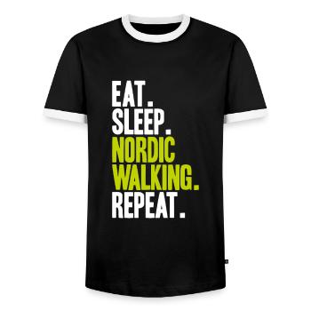 Nordic Walking Nordic Walker Nordic Walken - Men's Ringer Shirt - black/white - Front - AI Model Female 172 light (172cm) & AI Model Male 178 light (178cm)
