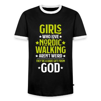 Nordic Walking Nordic Walker Nordic Walken - Men's Ringer Shirt - black/white - Front - AI Model Female 172 light (172cm) & AI Model Male 178 light (178cm)