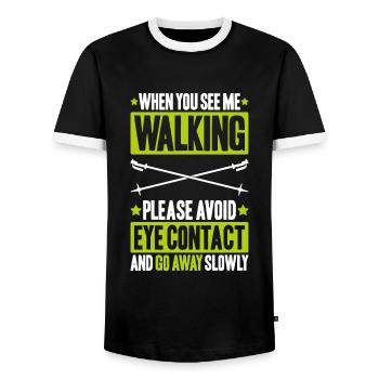 Nordic Walking Nordic Walker Nordic Walken - Men's Ringer Shirt - black/white - Front - AI Model Female 172 light (172cm) & AI Model Male 178 light (178cm)