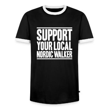 Nordic Walking Nordic Walker Nordic Walken - Men's Ringer Shirt - black/white - Front - AI Model Female 172 light (172cm) & AI Model Male 178 light (178cm)
