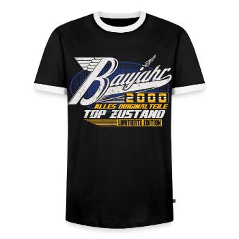 Year of construction 2000 Birthday Gift Year of birth 2000 - Men's Ringer Shirt - black/white - Front - AI Model Female 172 light (172cm) & AI Model Male 178 light (178cm)