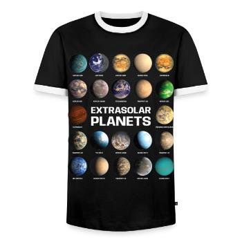 Funny Extrasolar Planets For Astronomy Lover - Men's Ringer Shirt - black/white - Front - AI Model Female 172 light (172cm) & AI Model Male 178 light (178cm)