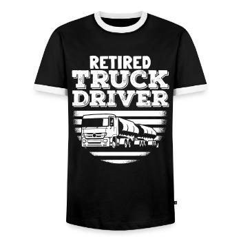 Truck driver Trucker Truck driver - Men's Ringer Shirt - black/white - Front - AI Model Female 172 light (172cm) & AI Model Male 178 light (178cm)