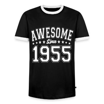 Génial depuis 1955 Anniversaire 1955 Millésime 1955 - T-shirt contrasté Homme - noir/blanc - Devant - AI Model Female 172 light (172cm) & AI Model Male 178 light (178cm)