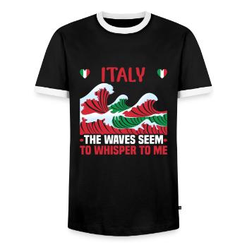 Italie vacances à la plage au bord de la mer Design beach motif - T-shirt contrasté Homme - noir/blanc - Devant - AI Model Female 172 light (172cm) & AI Model Male 178 light (178cm)