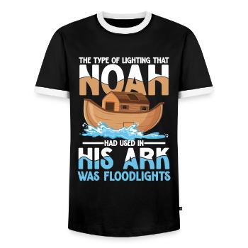 Noah Had Used In His Ark Was Floodlights - Männer Kontrast-T-Shirt - Schwarz/Weiß - Vorne - AI Model Female 172 light (172cm) & AI Model Male 178 light (178cm)