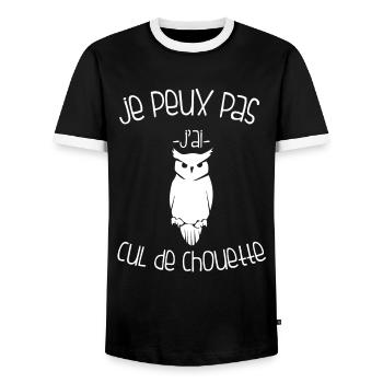 Je Peux Pas J'ai Cul de Chouette - T-shirt contrasté Homme - noir/blanc - Devant - AI Model Female 172 light (172cm) & AI Model Male 178 light (178cm)