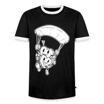 Paragleiter Paragleiten Herzen - Männer Kontrast-T-Shirt - Schwarz/Weiß - Vorne - AI Model Female 172 light (172cm) & AI Model Male 178 light (178cm)