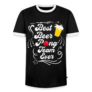 Beer Pong Team Party Game Beer Pong - T-shirt contrasté Homme - noir/blanc - Devant - AI Model Female 172 light (172cm) & AI Model Male 178 light (178cm)