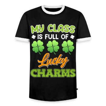 My class is full of lucky charms - Men's Ringer Shirt - black/white - Front - AI Model Female 172 light (172cm) & AI Model Male 178 light (178cm)