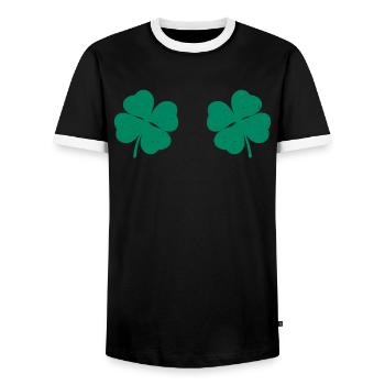 Manigances St Patrick’s Day Clover Ladies - T-shirt contrasté Homme - noir/blanc - Devant - AI Model Female 172 light (172cm) & AI Model Male 178 light (178cm)