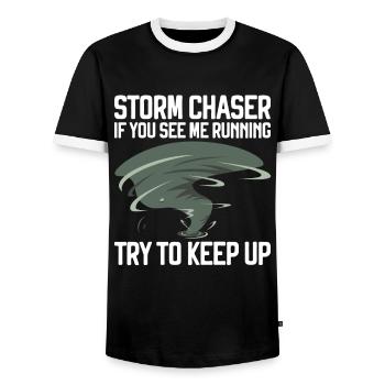 Tornado - Men's Ringer Shirt - black/white - Front - AI Model Female 172 light (172cm) & AI Model Male 178 light (178cm)