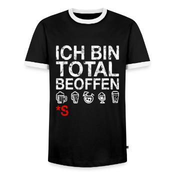 Betrunken Fun Spruch - Männer Kontrast-T-Shirt - Schwarz/Weiß - Vorne - AI Model Female 172 light (172cm) & AI Model Male 178 light (178cm)