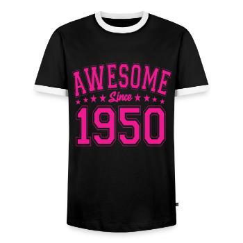 Génial depuis 1950 Anniversaire 1950 Millésime 1950 - T-shirt contrasté Homme - noir/blanc - Devant - AI Model Female 172 light (172cm) & AI Model Male 178 light (178cm)