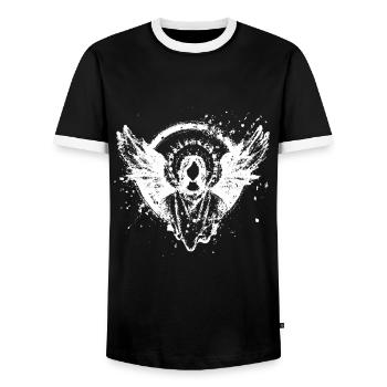 Angel Epic Beyond Death Resurrection Jesus God - Men's Ringer Shirt - black/white - Front - AI Model Female 172 light (172cm) & AI Model Male 178 light (178cm)
