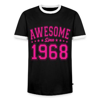 Awesome Since 1968 Birthday 1968 Vintage 1968 - Men's Ringer Shirt - black/white - Front - AI Model Female 172 light (172cm) & AI Model Male 178 light (178cm)