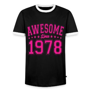 Awesome Since 1978 Birthday 1978 Vintage 1978 - Men's Ringer Shirt - black/white - Front - AI Model Female 172 light (172cm) & AI Model Male 178 light (178cm)