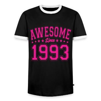 Awesome Since 1993 Birthday 1993 Vintage 1993 - Men's Ringer Shirt - black/white - Front - AI Model Female 172 light (172cm) & AI Model Male 178 light (178cm)