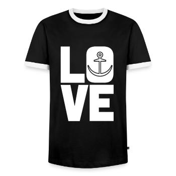Love Anchor - Men's Ringer Shirt - black/white - Front - AI Model Female 172 light (172cm) & AI Model Male 178 light (178cm)