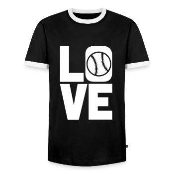 Liebe Baseball - Männer Kontrast-T-Shirt - Schwarz/Weiß - Vorne - AI Model Female 172 light (172cm) & AI Model Male 178 light (178cm)
