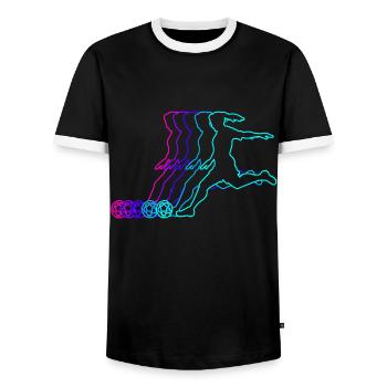 Fußball Tshirt Herren Damen Soccer Football - Männer Kontrast-T-Shirt - Schwarz/Weiß - Vorne - AI Model Female 172 light (172cm) & AI Model Male 178 light (178cm)