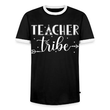 Teacher Group Design - Men's Ringer Shirt - black/white - Front - AI Model Female 172 light (172cm) & AI Model Male 178 light (178cm)