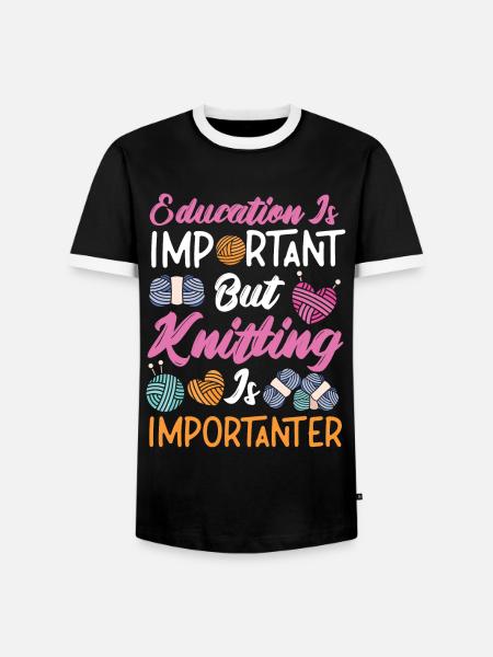 Knitting Knitter Education Is - Männer Kontrast-T-Shirt - Schwarz/Weiß