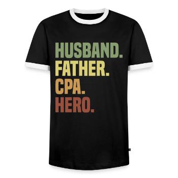 Cpa Accounting Exam Tax - Men's Ringer Shirt - black/white - Front - AI Model Female 172 light (172cm) & AI Model Male 178 light (178cm)