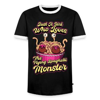 Fliegendes Spaghettimonster Pastafari Pastafari - Männer Kontrast-T-Shirt - Schwarz/Weiß - Vorne - AI Model Female 172 light (172cm) & AI Model Male 178 light (178cm)