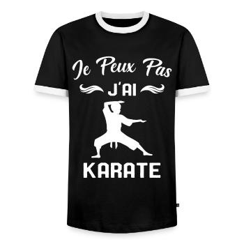 J'peux Pas j'ai Karate Cadeau Homme - T-shirt contrasté Homme - noir/blanc - Devant - AI Model Female 172 light (172cm) & AI Model Male 178 light (178cm)