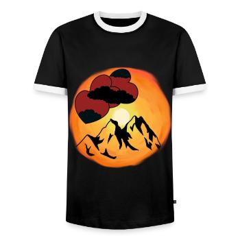 Sunshine Heart Mountaineer Amoureux de la nature Suisse - T-shirt contrasté Homme - noir/blanc - Devant - AI Model Female 172 light (172cm) & AI Model Male 178 light (178cm)