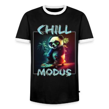 Panda Chill Modus Lustiger Pandabär Spruch - Männer Kontrast-T-Shirt - Schwarz/Weiß - Vorne - AI Model Female 172 light (172cm) & AI Model Male 178 light (178cm)