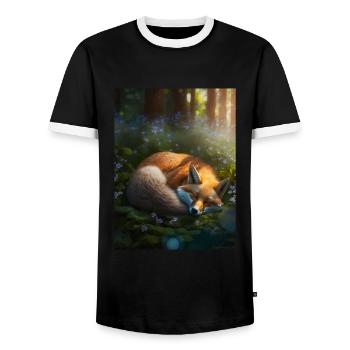Fix et Foxi Fox disant chemise de couchage Câlin - T-shirt contrasté Homme - noir/blanc - Devant - AI Model Female 172 light (172cm) & AI Model Male 178 light (178cm)