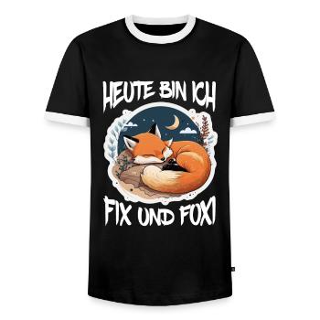 Fix und Foxi Fuchs Spruch Schlafshirt Kuscheln - Männer Kontrast-T-Shirt - Schwarz/Weiß - Vorne - AI Model Female 172 light (172cm) & AI Model Male 178 light (178cm)