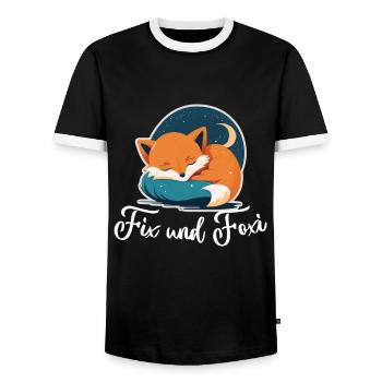 Fix und Foxi Fuchs Spruch Schlafshirt Kuscheln - Männer Kontrast-T-Shirt - Schwarz/Weiß - Vorne - AI Model Female 172 light (172cm) & AI Model Male 178 light (178cm)