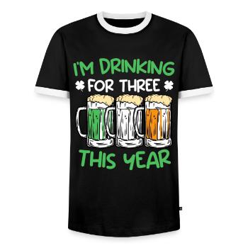 Trinke für drei dieses Jahr St. Patrick's Day - Männer Kontrast-T-Shirt - Schwarz/Weiß - Vorne - AI Model Female 172 light (172cm) & AI Model Male 178 light (178cm)