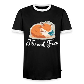 Fix und Foxi Fuchs Spruch Schlafshirt Kuscheln - Männer Kontrast-T-Shirt - Schwarz/Weiß - Vorne - AI Model Female 172 light (172cm) & AI Model Male 178 light (178cm)