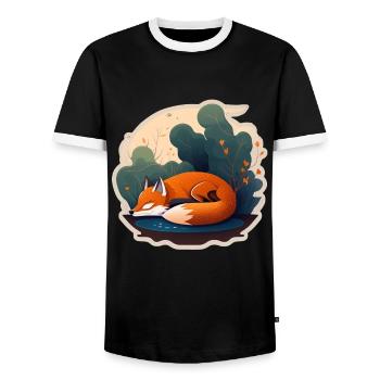 Fix et Foxi Fox disant chemise de couchage Câlin - T-shirt contrasté Homme - noir/blanc - Devant - AI Model Female 172 light (172cm) & AI Model Male 178 light (178cm)