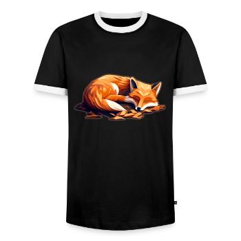 Fix et Foxi Fox disant chemise de couchage Câlin - T-shirt contrasté Homme - noir/blanc - Devant - AI Model Female 172 light (172cm) & AI Model Male 178 light (178cm)