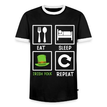 Mangez dormez Les Irlandais répètent la Saint-Patrick - T-shirt contrasté Homme - noir/blanc - Devant - AI Model Female 172 light (172cm) & AI Model Male 178 light (178cm)