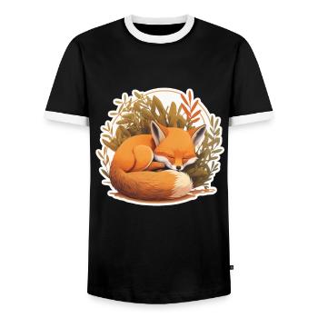 Fix et Foxi Fox disant chemise de couchage Câlin - T-shirt contrasté Homme - noir/blanc - Devant - AI Model Female 172 light (172cm) & AI Model Male 178 light (178cm)