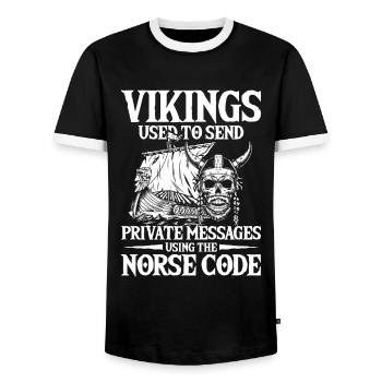 Vikings Used To Send Private Messages Norse Code - Männer Kontrast-T-Shirt - Schwarz/Weiß - Vorne - AI Model Female 172 light (172cm) & AI Model Male 178 light (178cm)