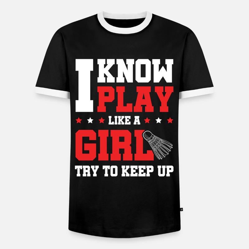 badminton mädchen - Männer Kontrast-T-Shirt - Schwarz/Weiß