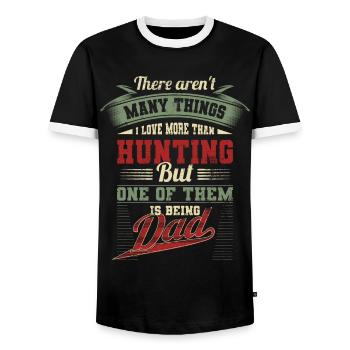 Father's Day Hunting Hunter Father Birthday Gift - Men's Ringer Shirt - black/white - Front - AI Model Female 172 light (172cm) & AI Model Male 178 light (178cm)