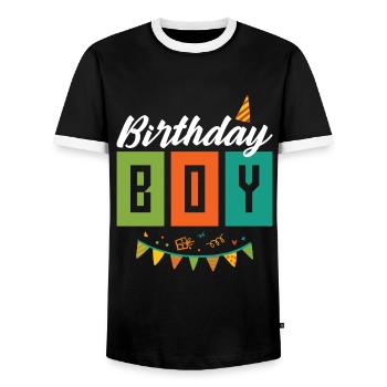 Geburtstags Junge - Männer Kontrast-T-Shirt - Schwarz/Weiß - Vorne - AI Model Female 172 light (172cm) & AI Model Male 178 light (178cm)