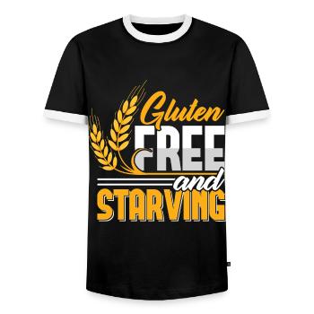 Drôle sans gluten et affamé - T-shirt contrasté Homme - noir/blanc - Devant - AI Model Female 172 light (172cm) & AI Model Male 178 light (178cm)