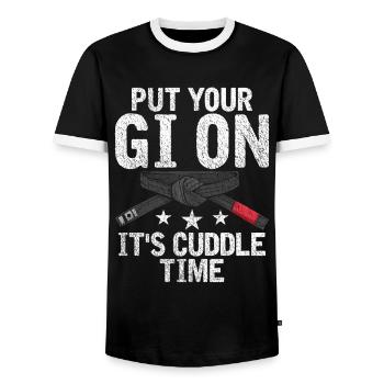 Jiu Jitsu Martial Arts Kung Fu & Karate Jiu Jitsu - Men's Ringer Shirt - black/white - Front - AI Model Female 172 light (172cm) & AI Model Male 178 light (178cm)