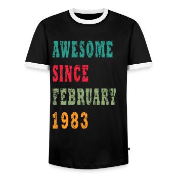 40 ans, verdict de naissance - T-shirt contrasté Homme - noir/blanc - Devant - AI Model Female 172 light (172cm) & AI Model Male 178 light (178cm)