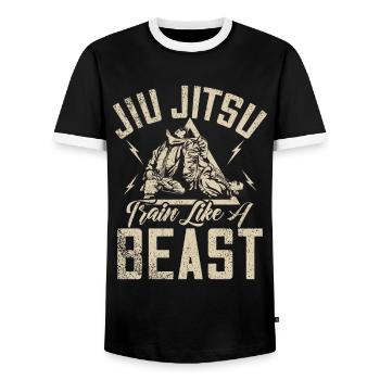 Jiu Jitsu Martial Arts Kung Fu & Karate Jiu Jitsu - Men's Ringer Shirt - black/white - Front - AI Model Female 172 light (172cm) & AI Model Male 178 light (178cm)