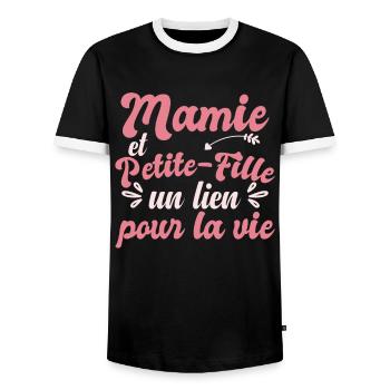 Mamie Et Petite-Fille Cadeau - T-shirt contrasté Homme - noir/blanc - Devant - AI Model Female 172 light (172cm) & AI Model Male 178 light (178cm)